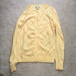 Cherokee Yellow Argyle Cardigan size S
